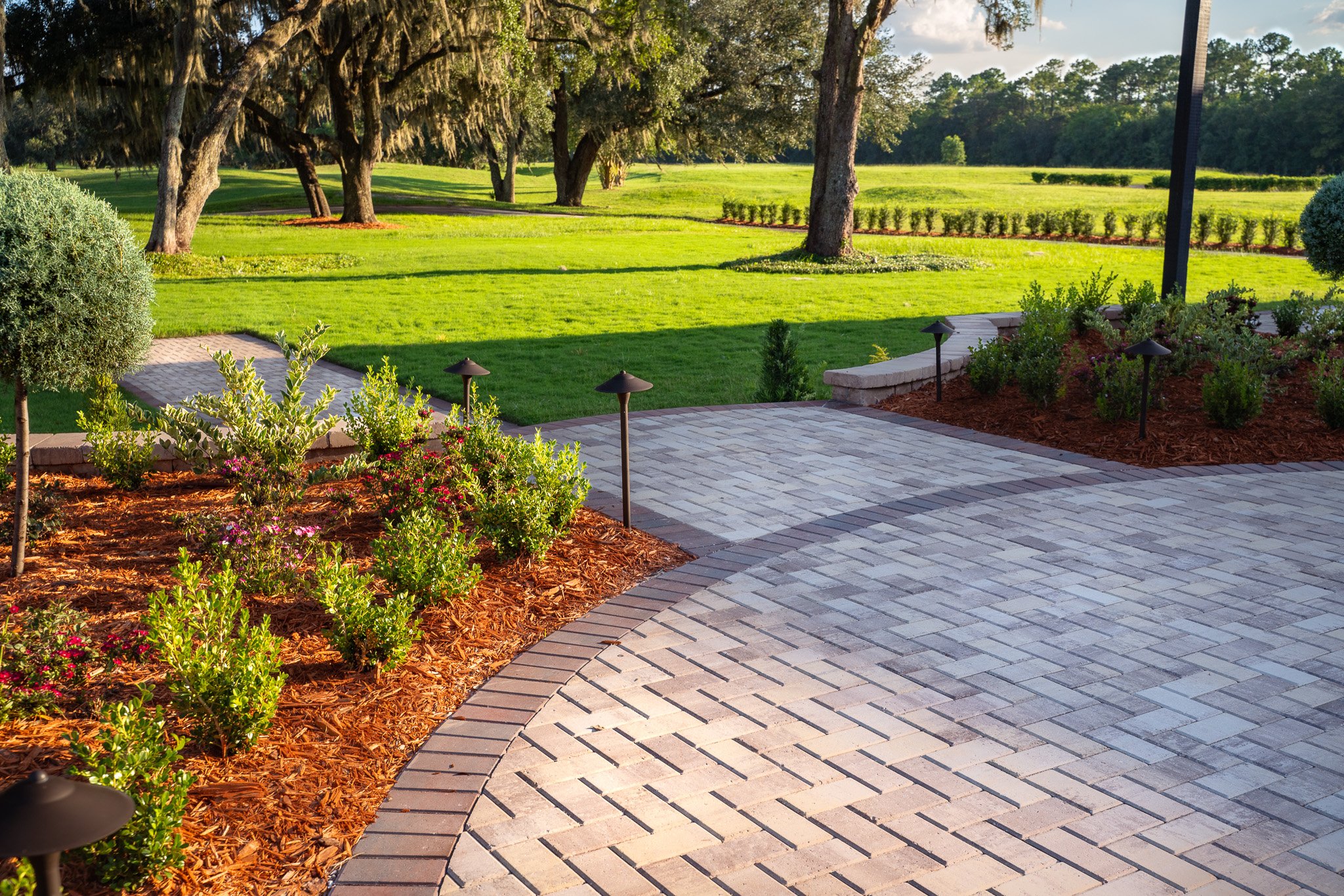 Commercial paver pathway with outdoor lighting Jacksonville