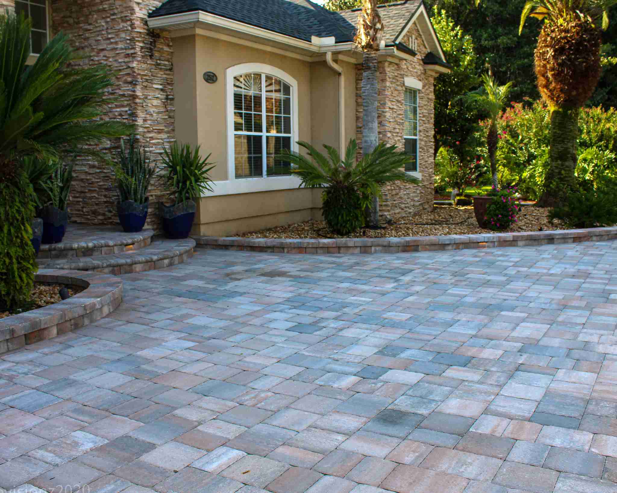 Completed paver driveway project Jacksonville